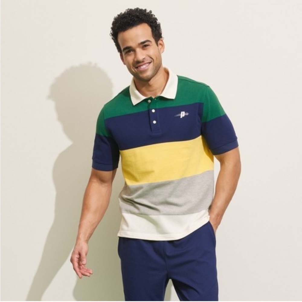 Prince Pickleball Men's Polo Shirt - Green/navy Blue/yellow new